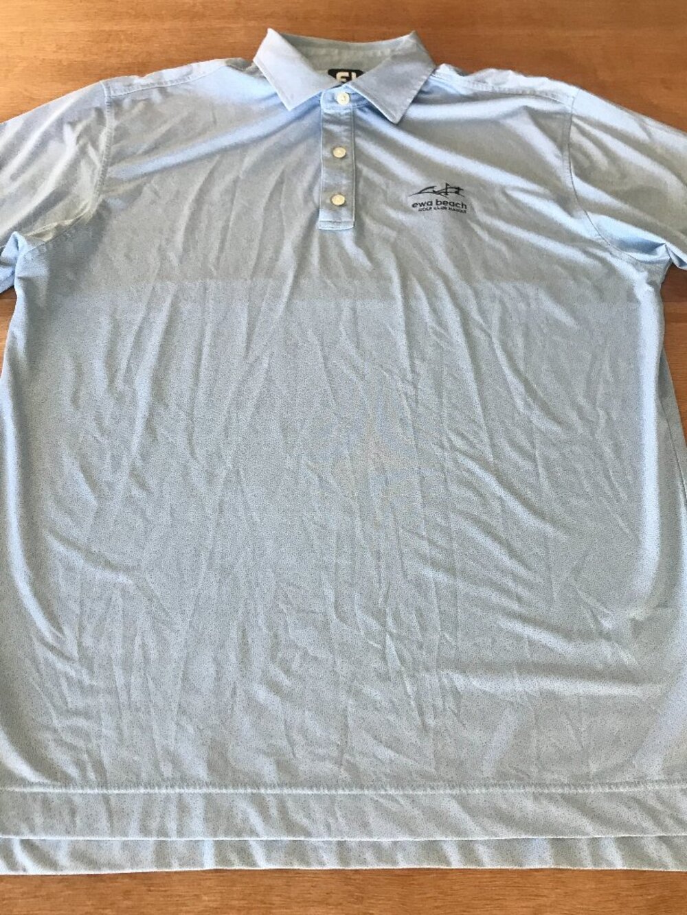 Footjoy Performance Polo Shirt Men L Blue Polka Dot Logo Short Sleeve Athleisure